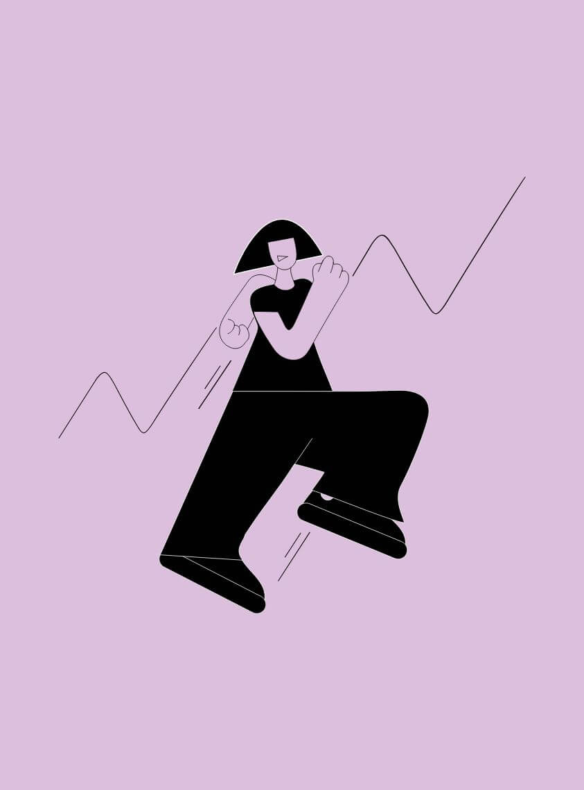 Illustration woman climbing to success
