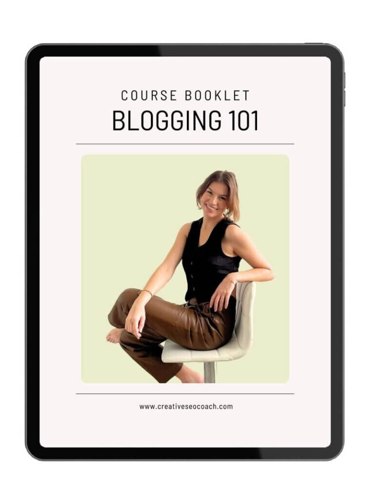 Creative SEO Coach's Blogging 101 booklet cover on an iPad
