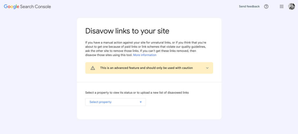 Google search console disavow